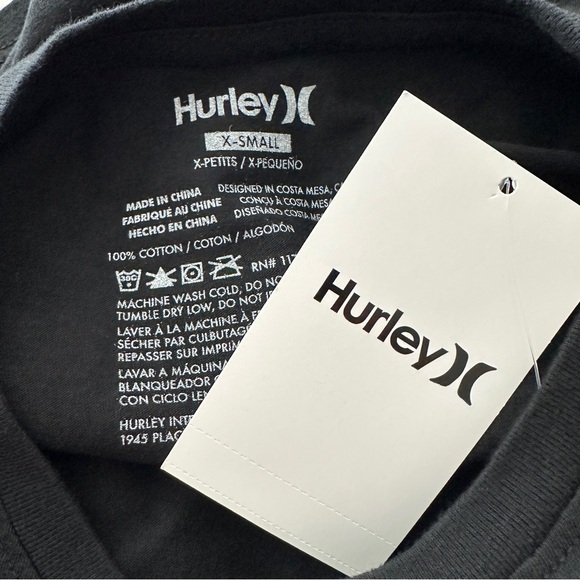 Hurley Black Tropical Golden Waves Sunset Palm Tree Graphic Tee Size XS - Picture 7 of 8